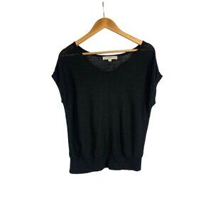 Loft Black Knit Linen/Rayon Blend Womens Top L